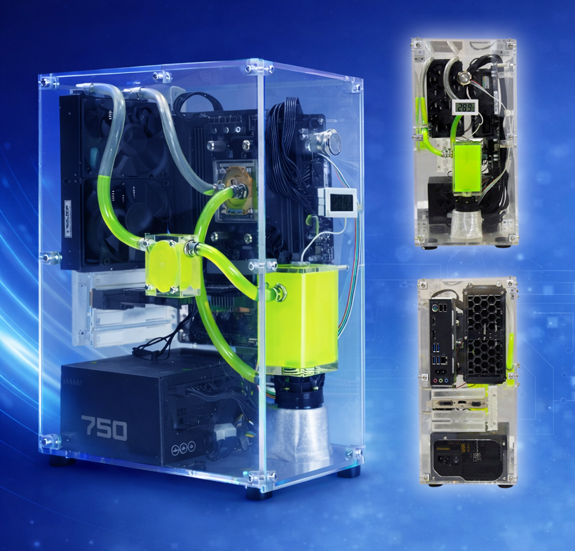 Rigloop Xtream-X Glass Mid Tower Gaming Case I Pre-Installed Water Cooling Kit I Support Micro, Mini & E-ATX