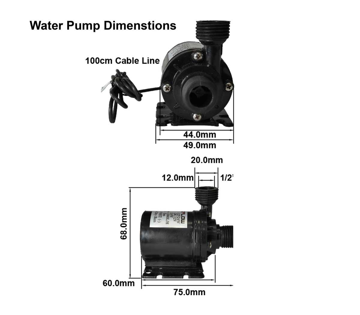 zeddflow 12v dc pump dimensions