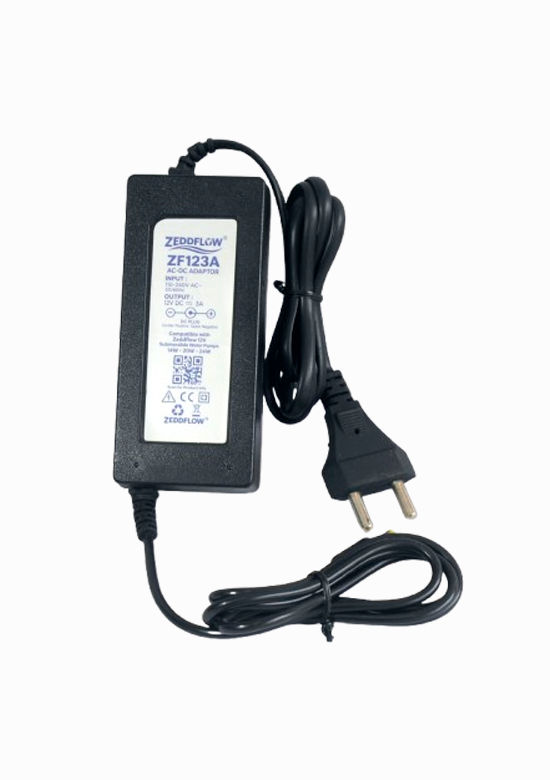 Zeddflow 12v 3amp dc adaptor black color with leads