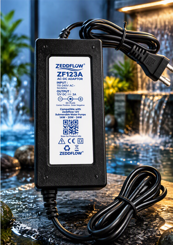 zeddflow ac to dc 12v adpter with lifestyle background